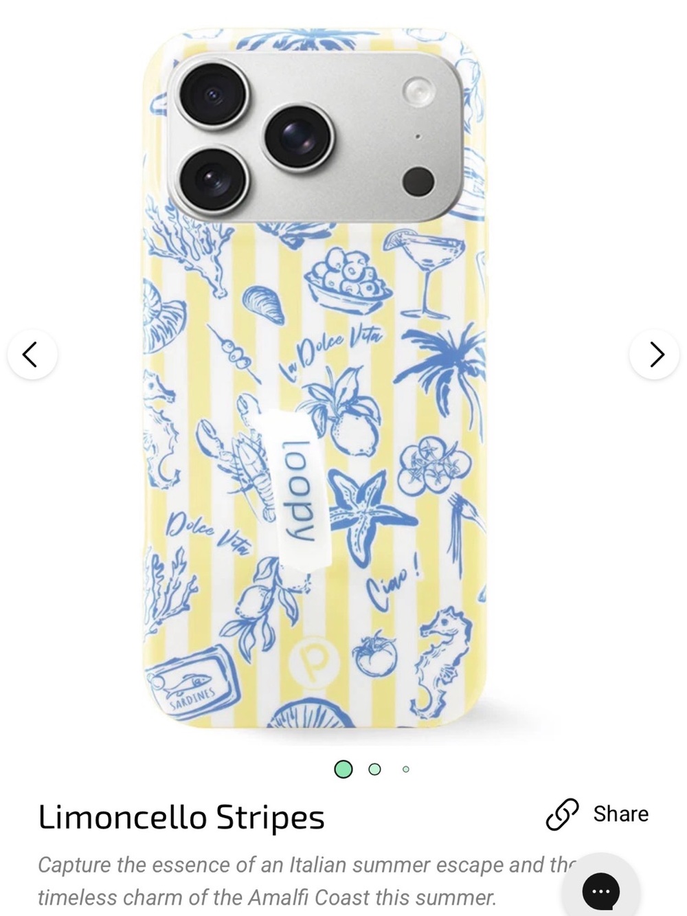 Loopy Case Limoncello Stripes Phone Grip Case - Yellow & Blue